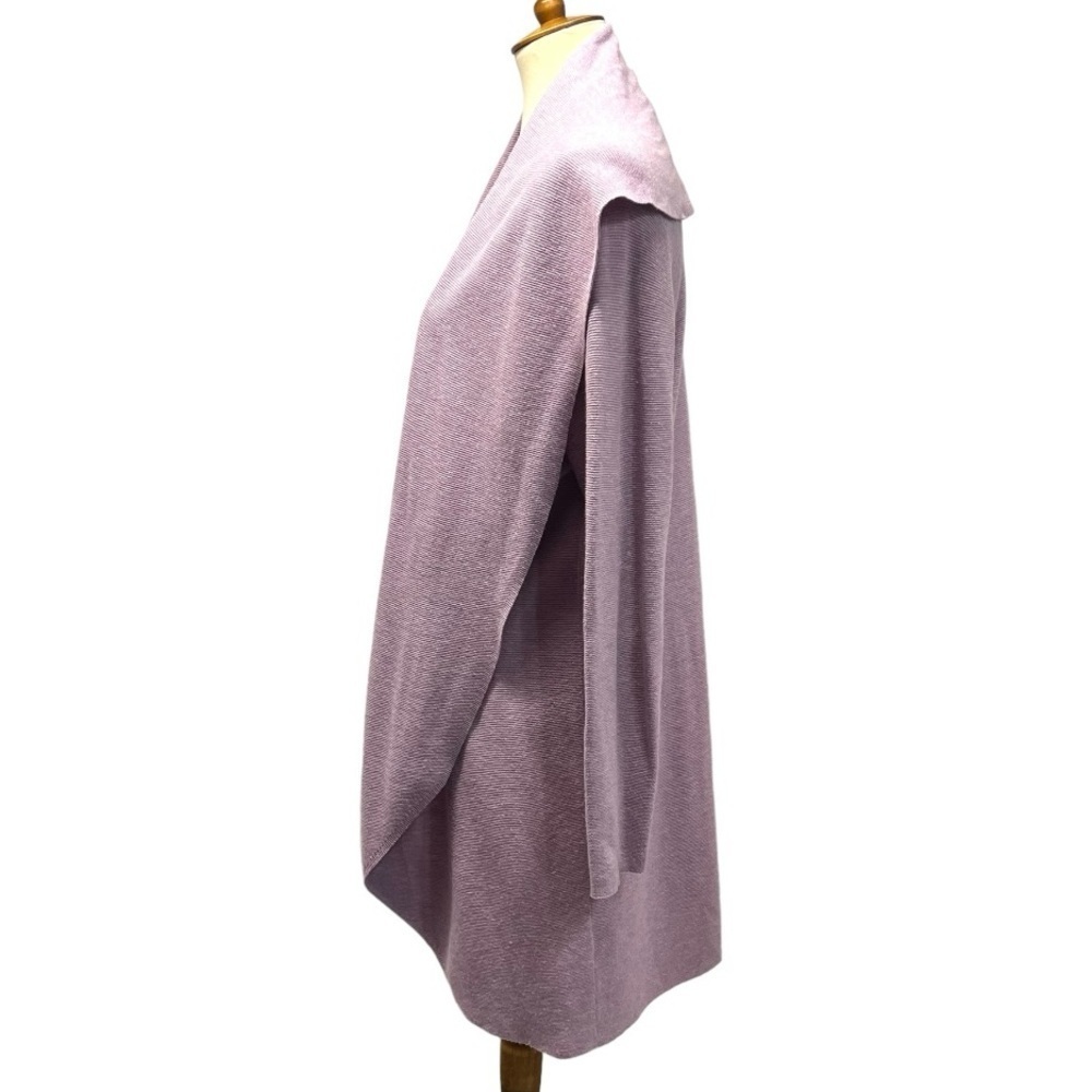 Eileen Fisher Lavender Cotton Linen Blend Open Front Cardigan Sweater Women’s L - Picture 5 of 11